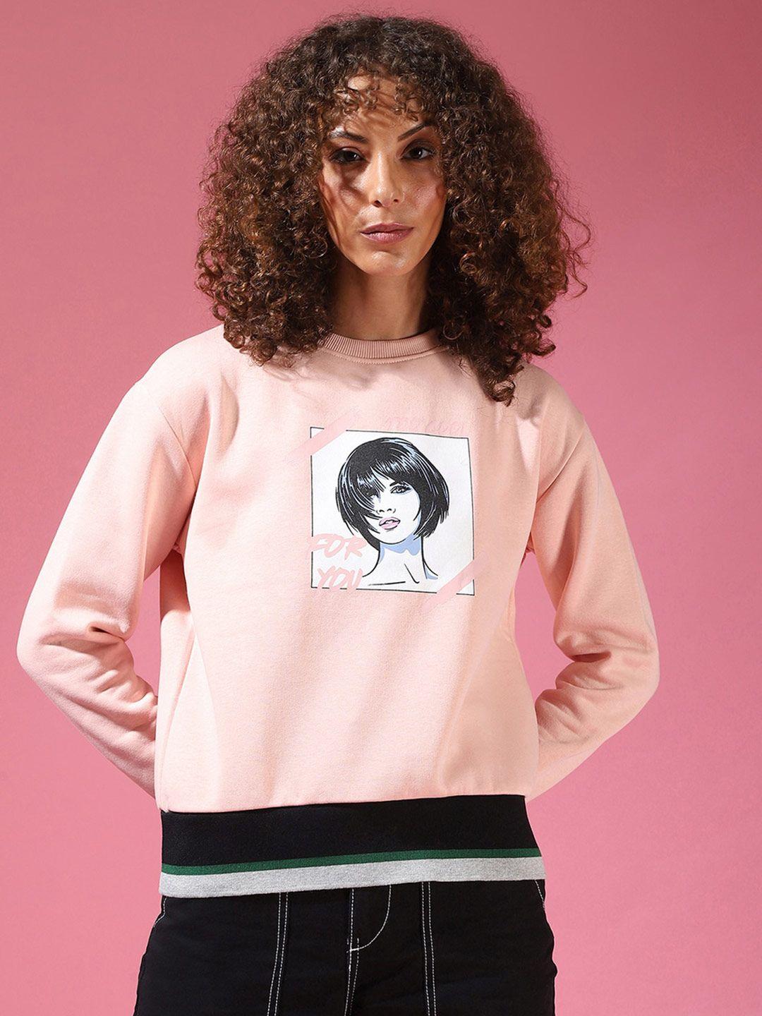 campus-sutra-women-pink-graphic-printed-cotton-pullover-sweater