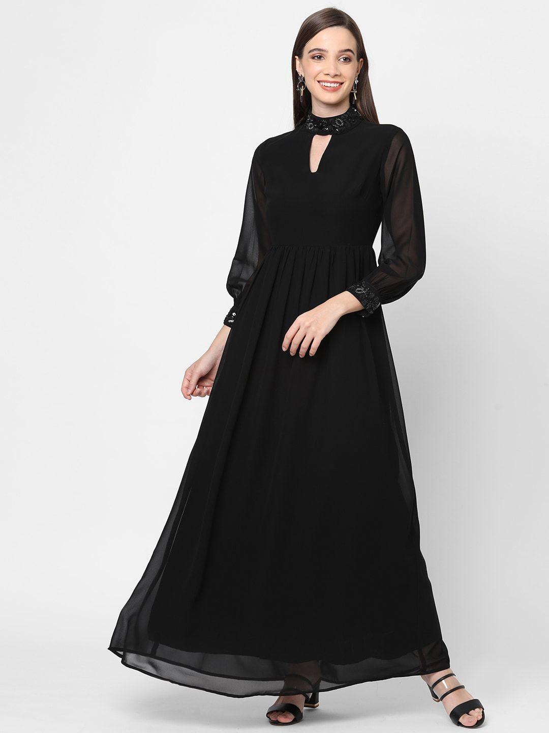 mish-black-keyhole-neck-embellished-detail-maxi-dress
