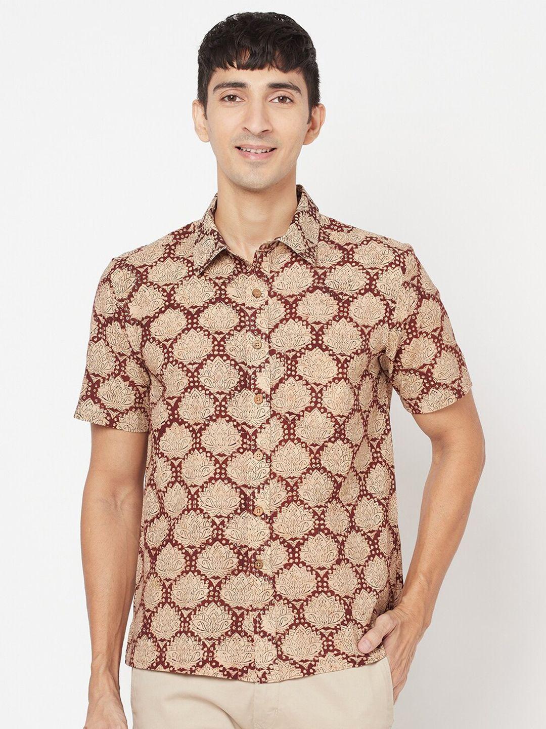 fabindia-men-red-tailored-fit-printed-cotton-casual-shirt