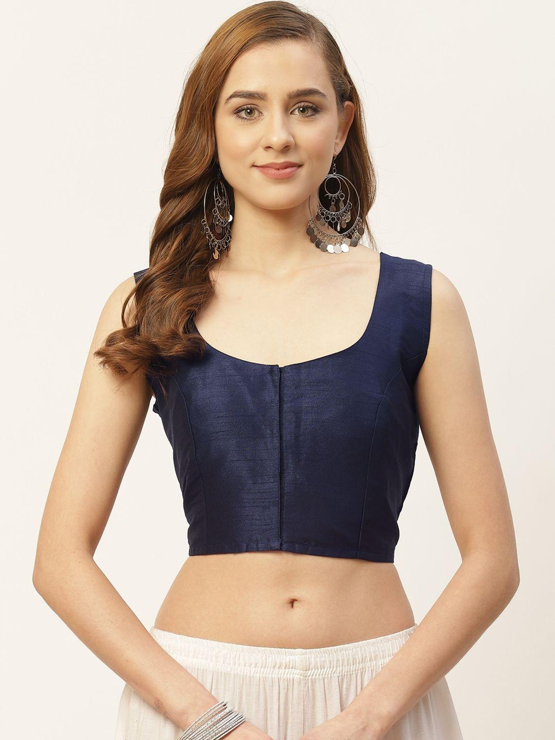 studio-shringaar-navy-solid-saree-blouse