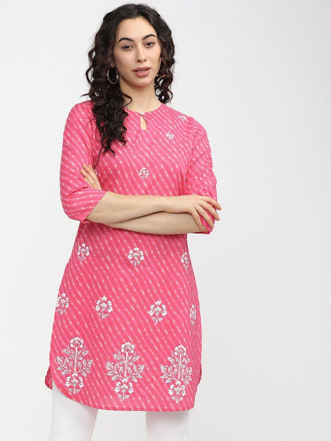 vishudh-pink-&-white-printed-cotton-tunic