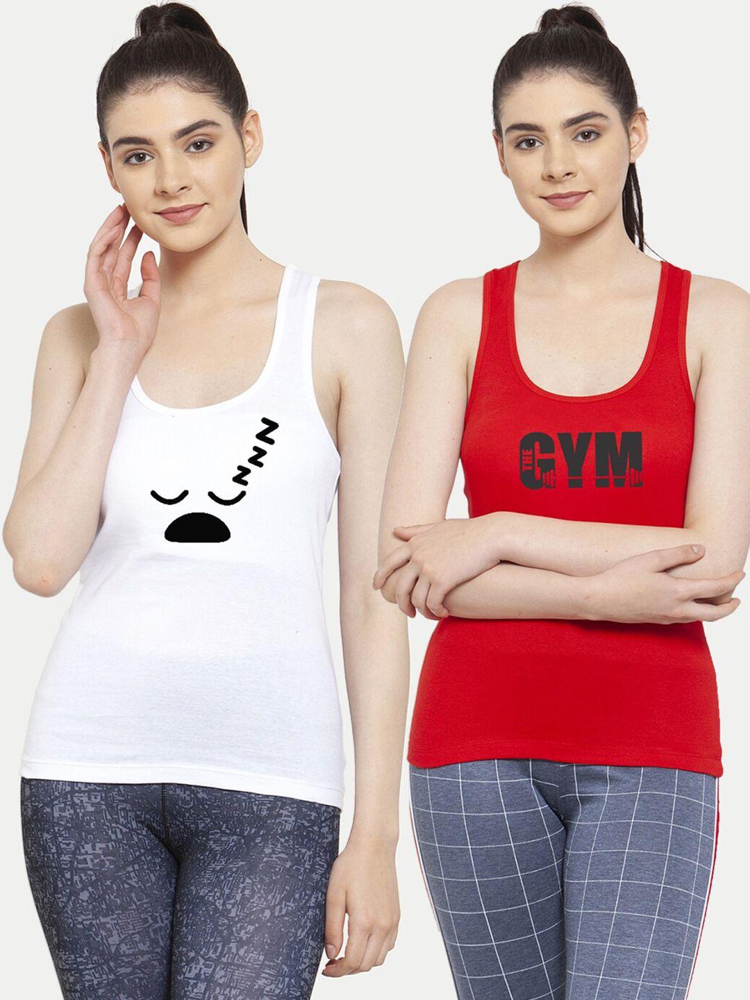 friskers-women-pack-of-2-white-&-red-sleepy-gym-tank-tops