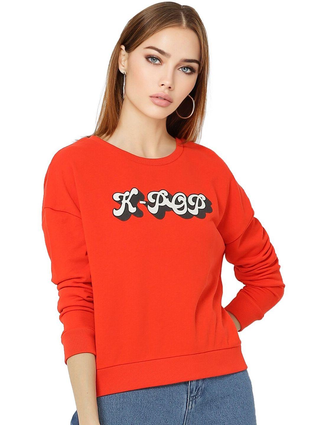only-women-red-typography-printed-cotton-sweatshirts