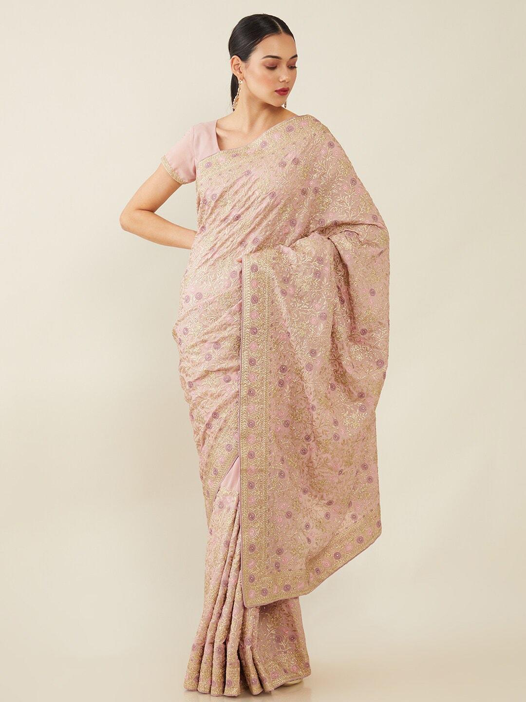soch-purple-&-gold-toned-floral-embroidered-crepe-saree