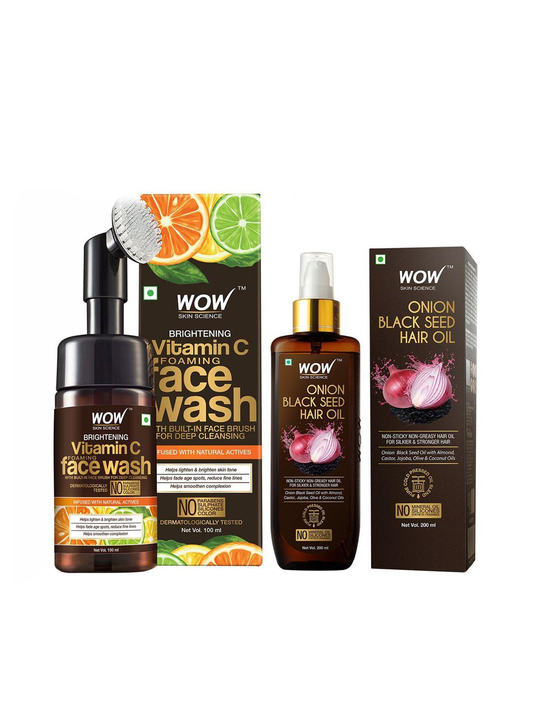 wow-skin-science-set-of-onion-black-seed-hair-oil-&-brightening-vitamin-c-face-wash