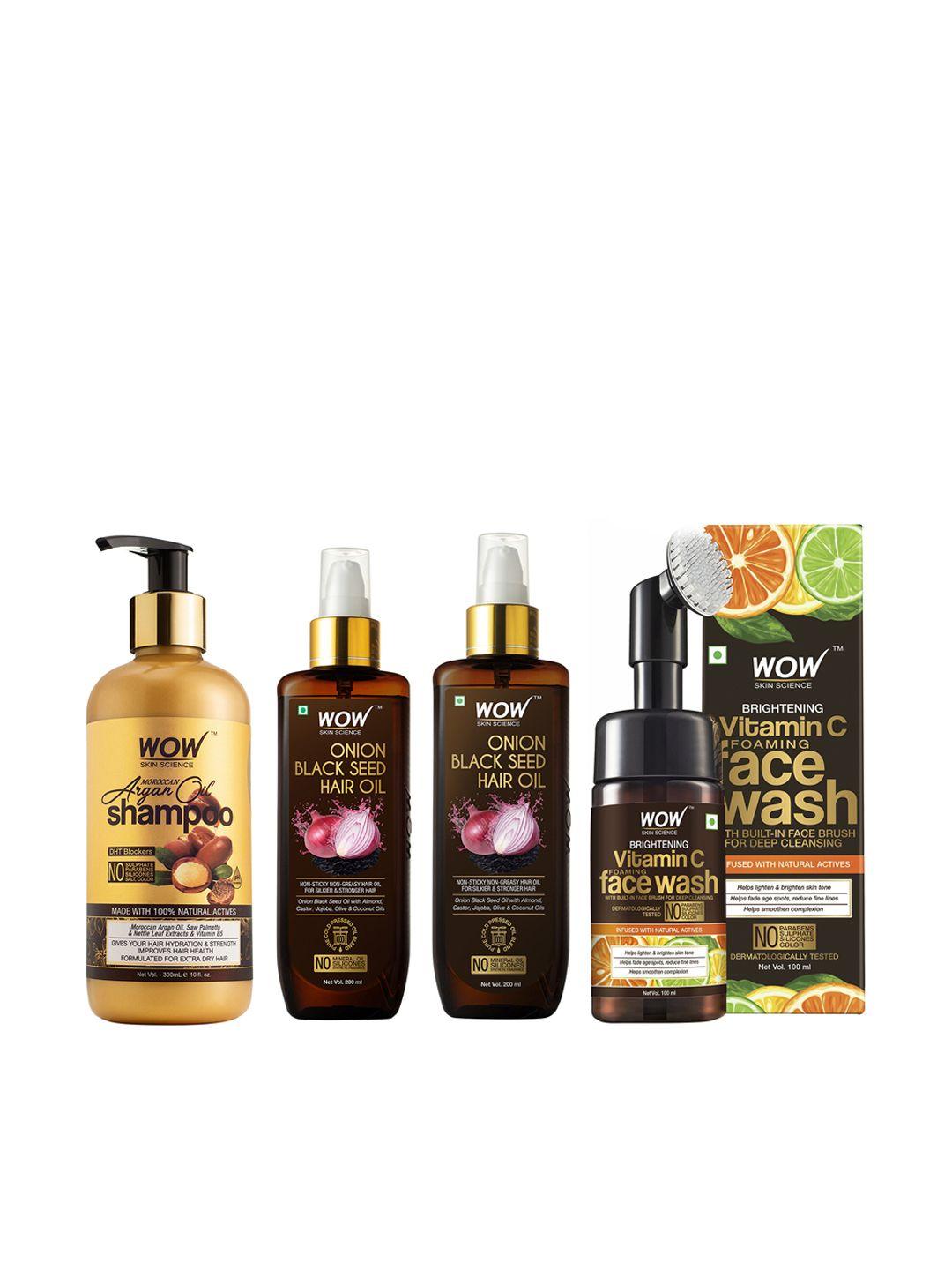 wow-skin-science-set-of-face-wash,-shampoo-&-2-onion-black-seed-hair-oil