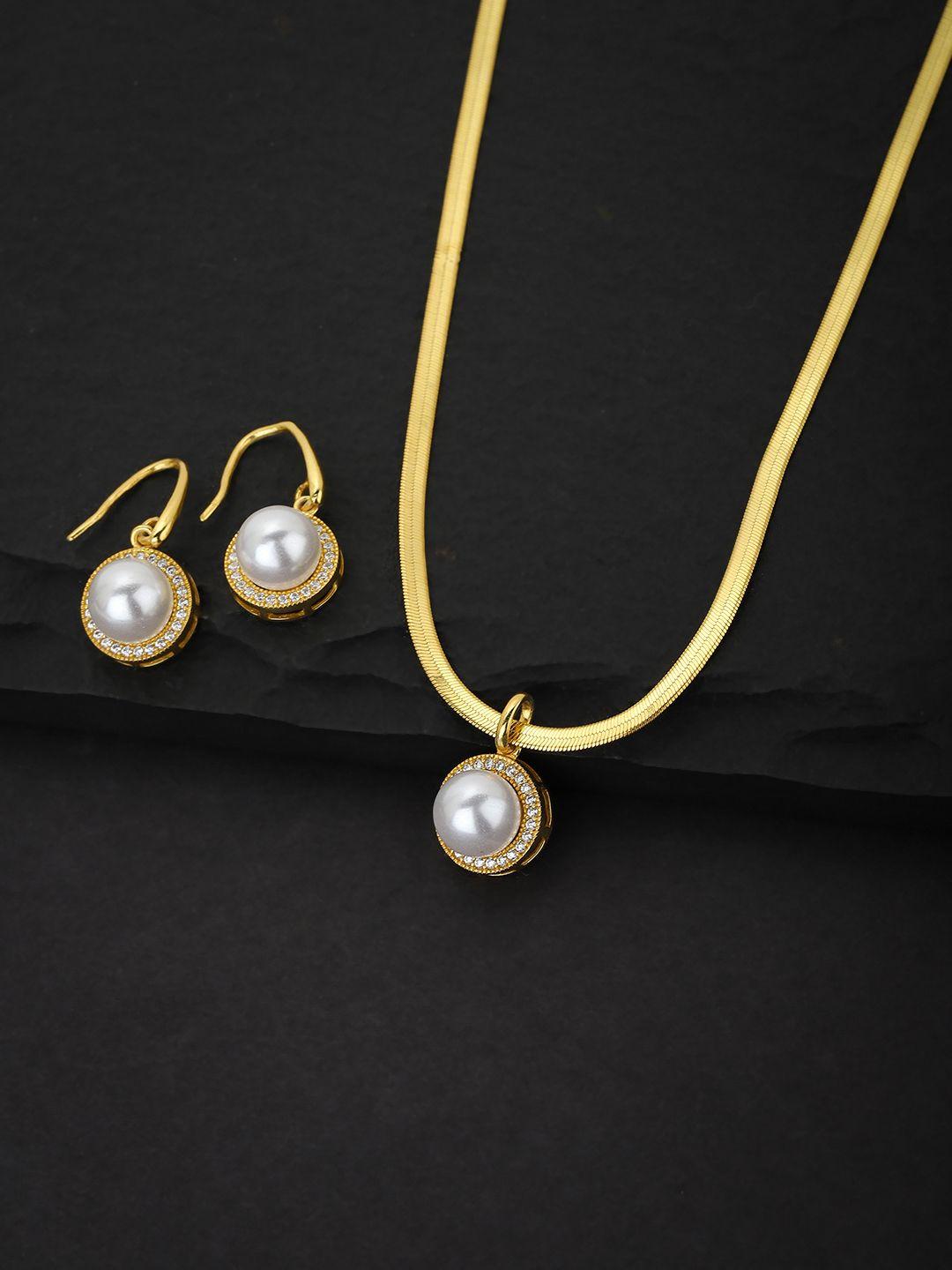 carlton-london-women-gold-&-white-pearl-jewellery-set