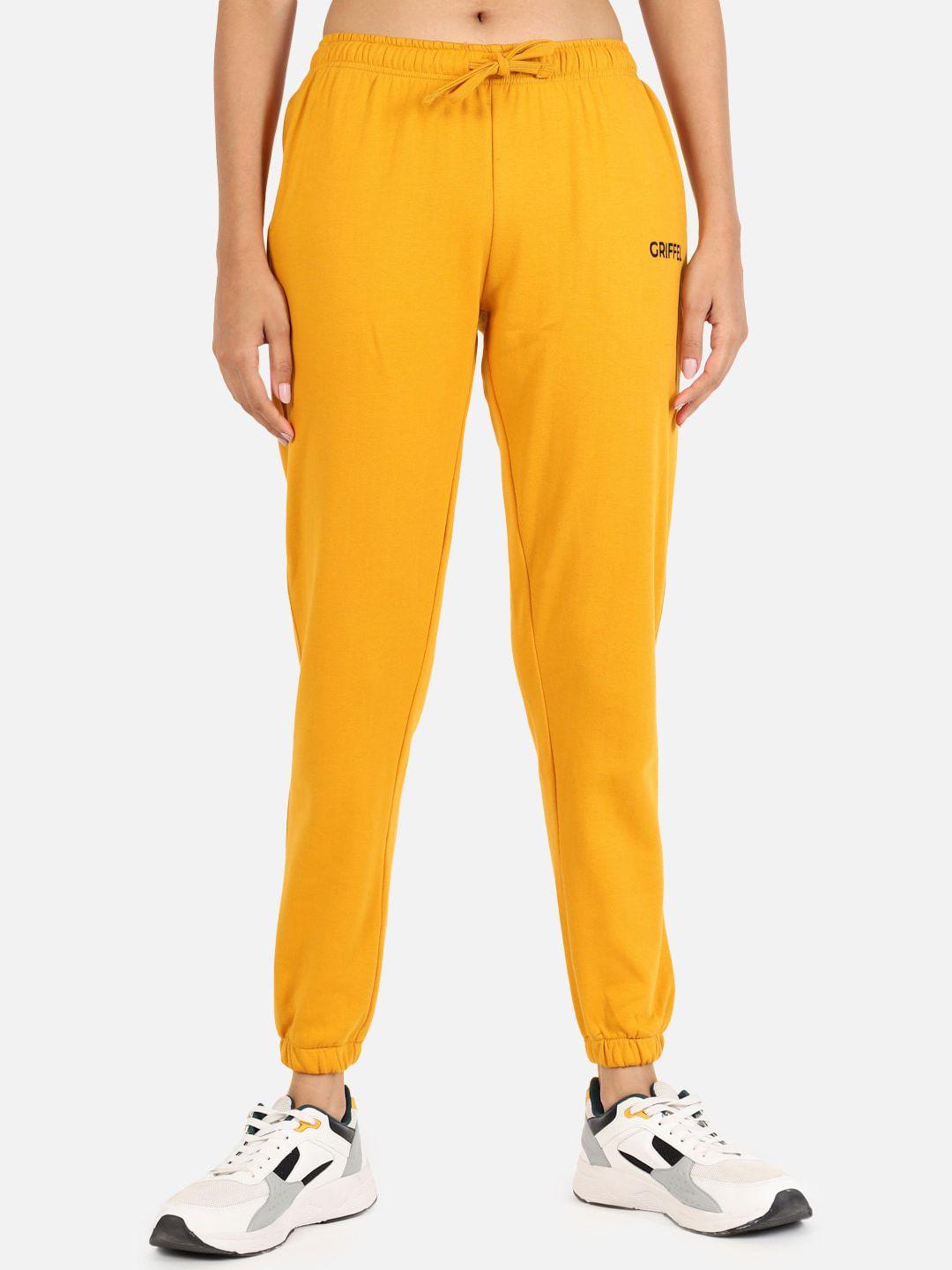 griffel-women-mustard-yellow-solid-joggers