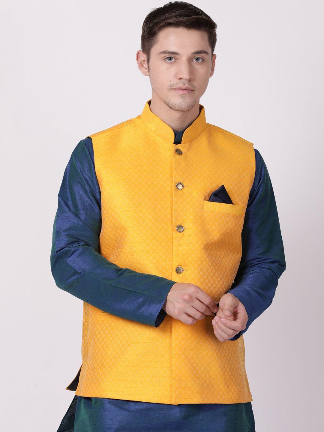 tabard-men-yellow-woven-design-nehru-jacket