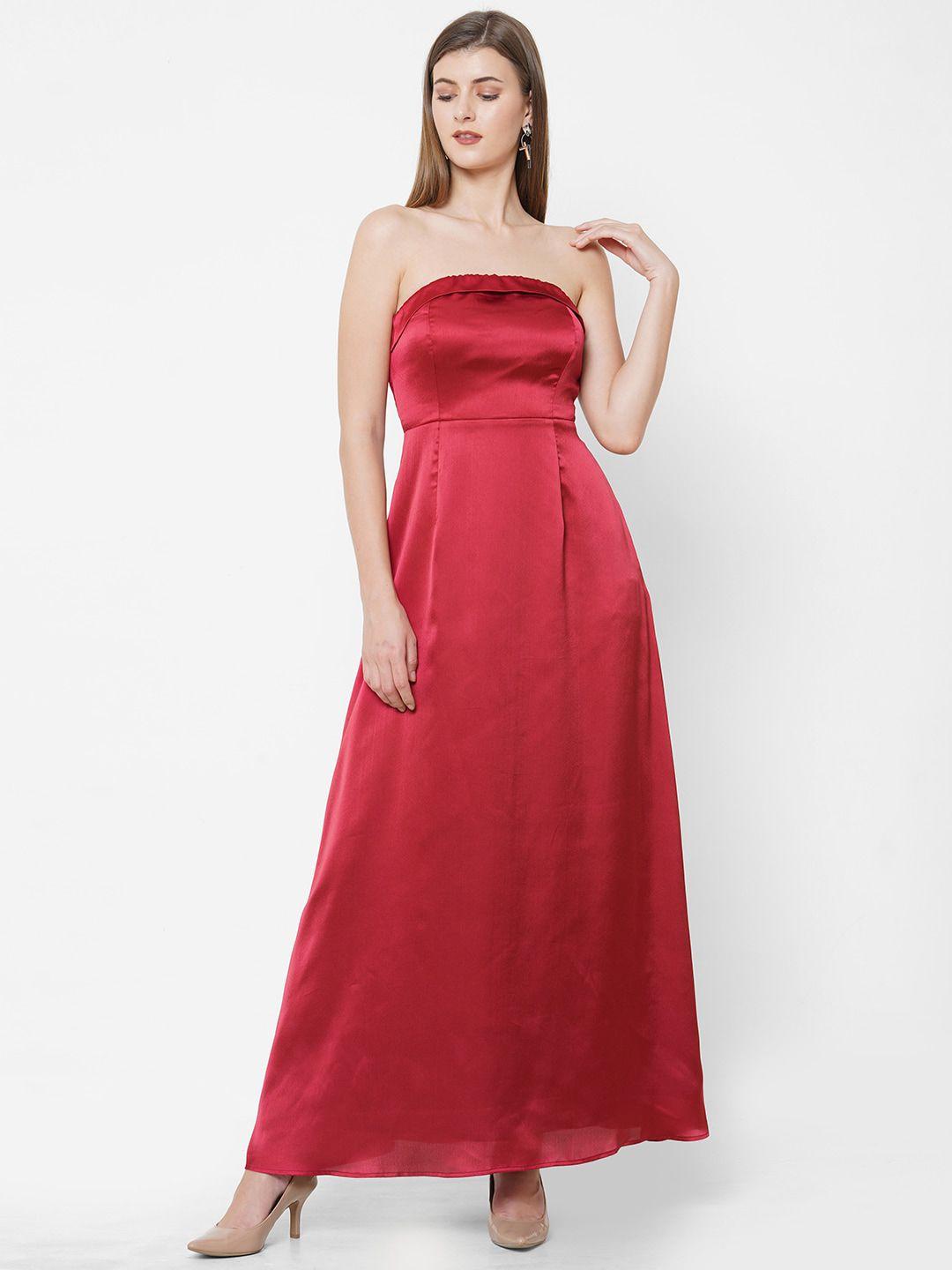 mish-red-strapless-satin-maxi-dress