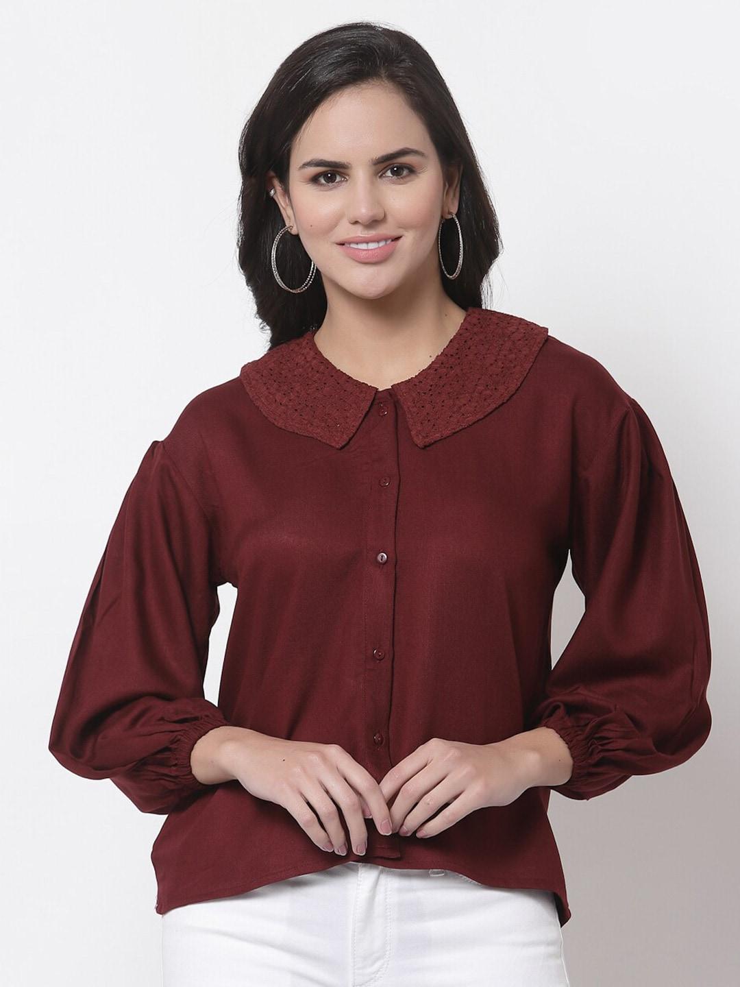 style-quotient-women-maroon-comfort-casual-shirt