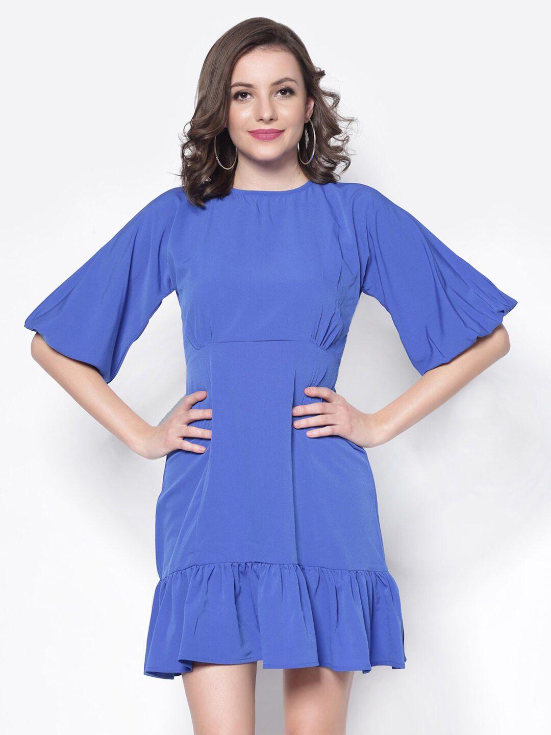 sera-women-blue-mini-fit-and-flare-dress