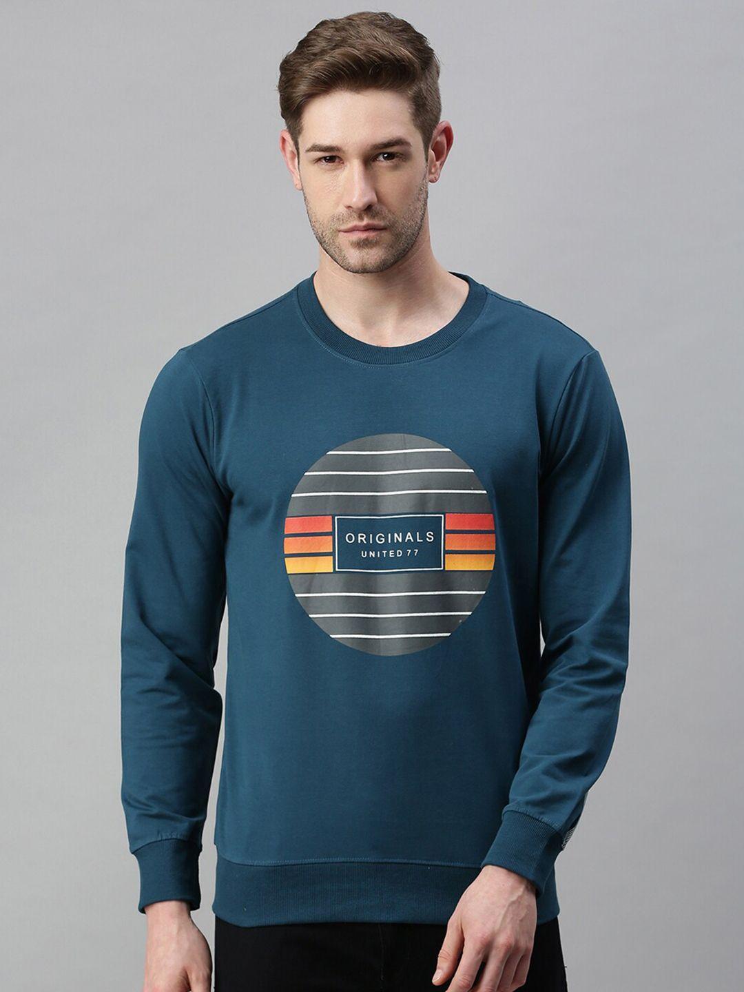 showoff-men-teal-blue-printed-cotton-sweatshirt