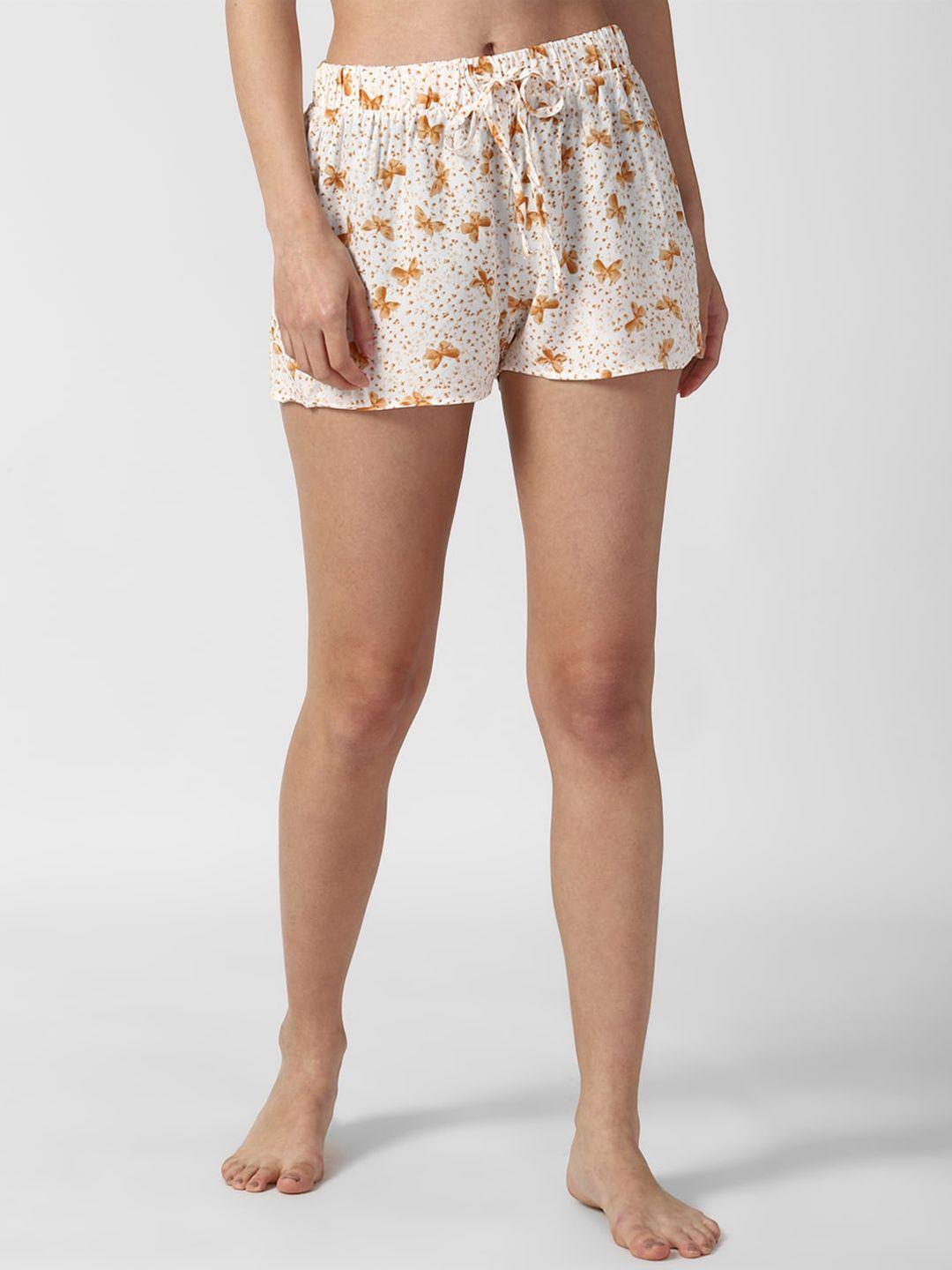 forever-21-women-cream-coloured-printed-lounge-shorts
