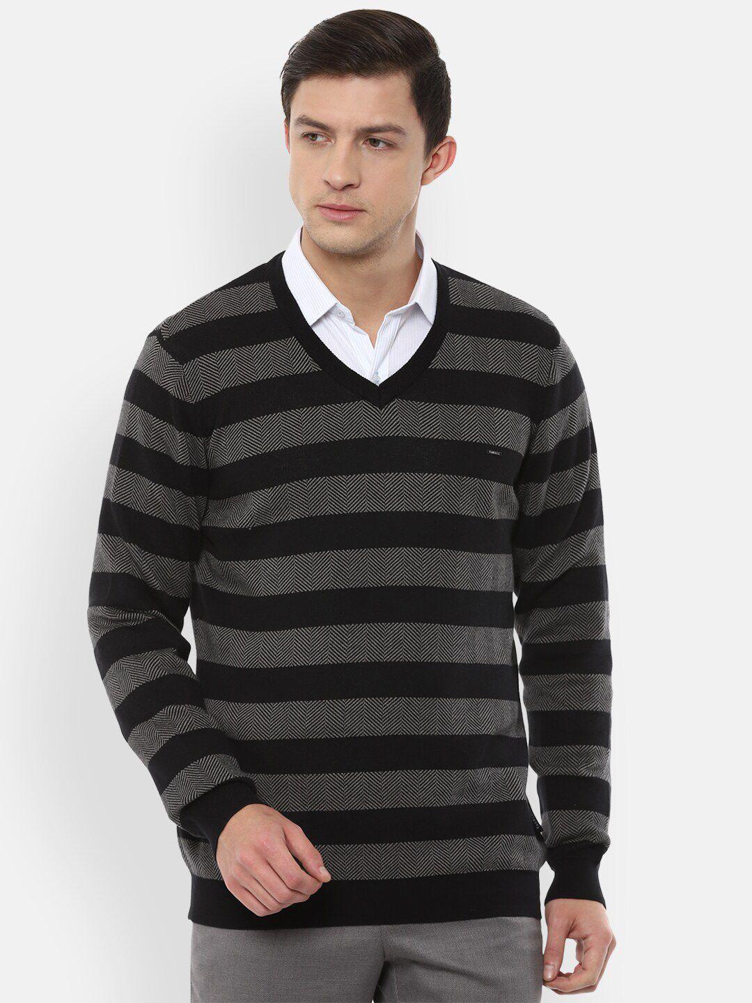 van-heusen-men-black-&-grey-pure-cotton-striped-pullover