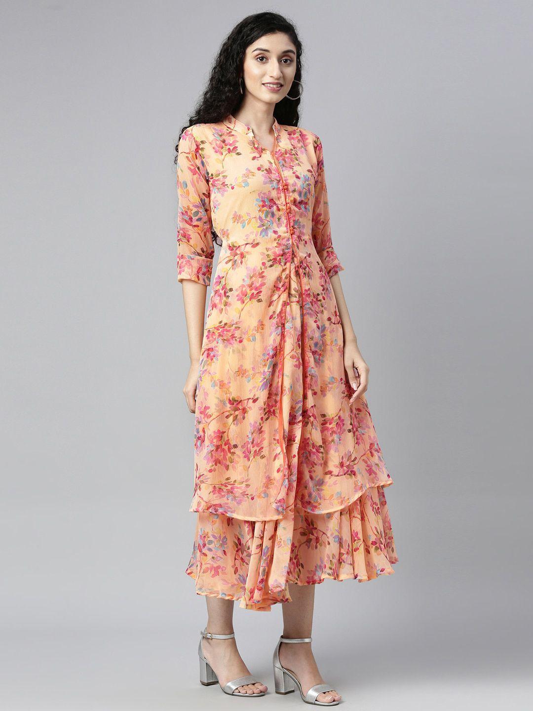 souchii-peach-coloured-floral-layered-chiffon-a-line-midi-dress