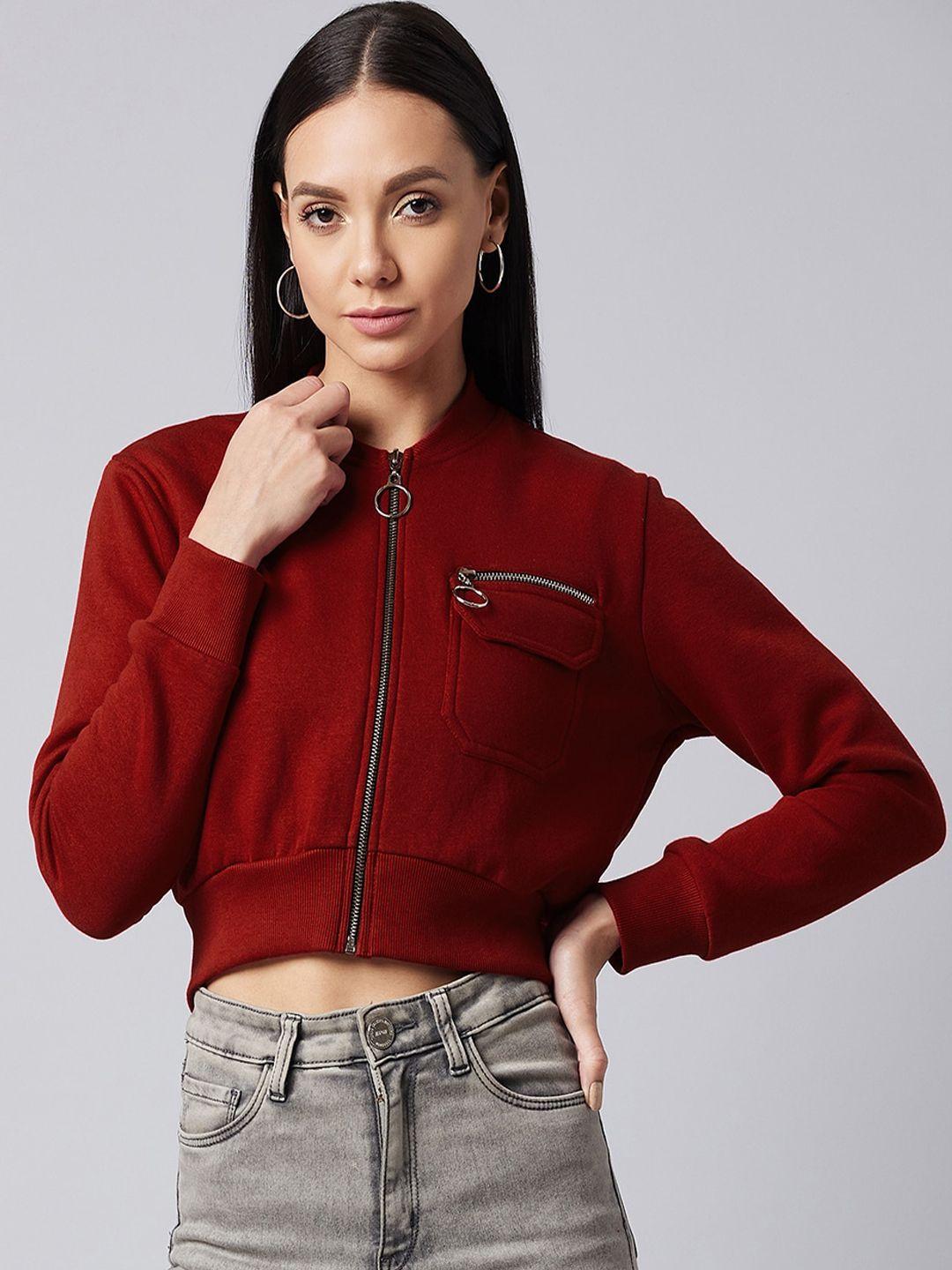 dolce-crudo-women-maroon-solid-crop-tailored-jacket
