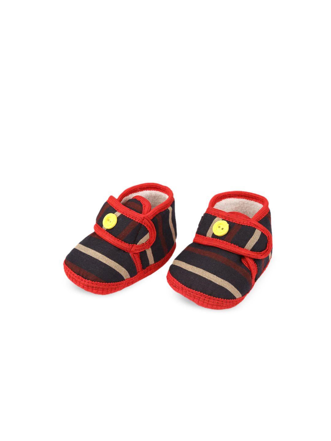 spiky-infant-kids-red-&-black-striped-anti-skid-cotton-booties