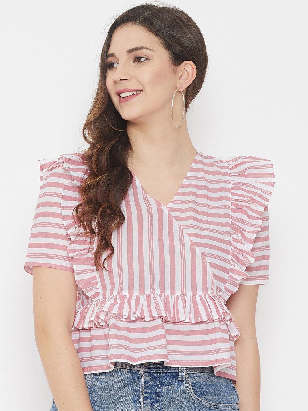 winered-pink-&-white-striped-ruffles-cinched-waist-pure-cotton-crop-top