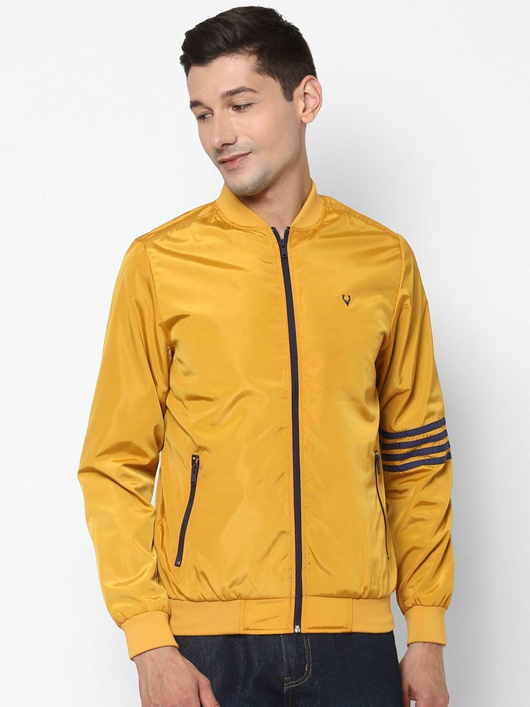 allen-solly-men-yellow-striped-bomber-jacket
