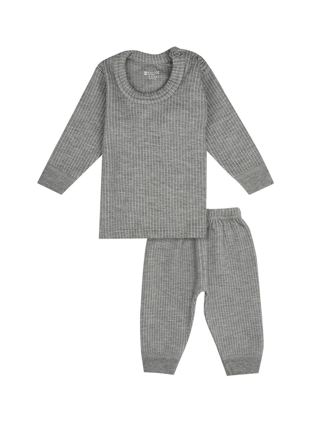 bodycare-insider-kids-grey-melange-striped-cotton-thermal-set