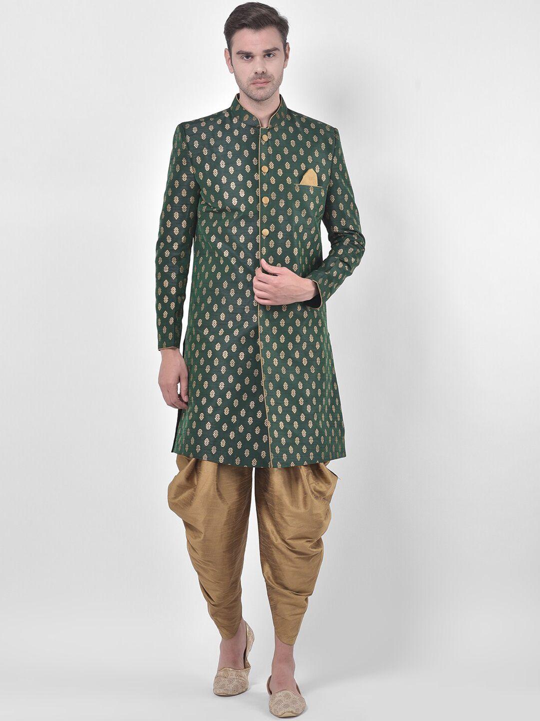 deyann-men-green-woven-design-sherwani-set