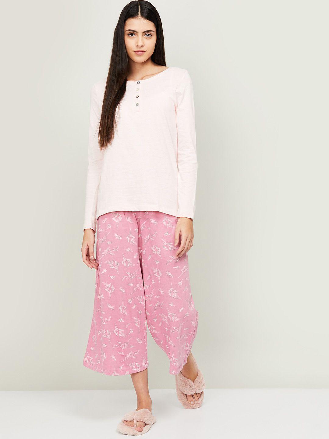 ginger-by-lifestyle-women-pink-&-white-pure-cotton-night-suit