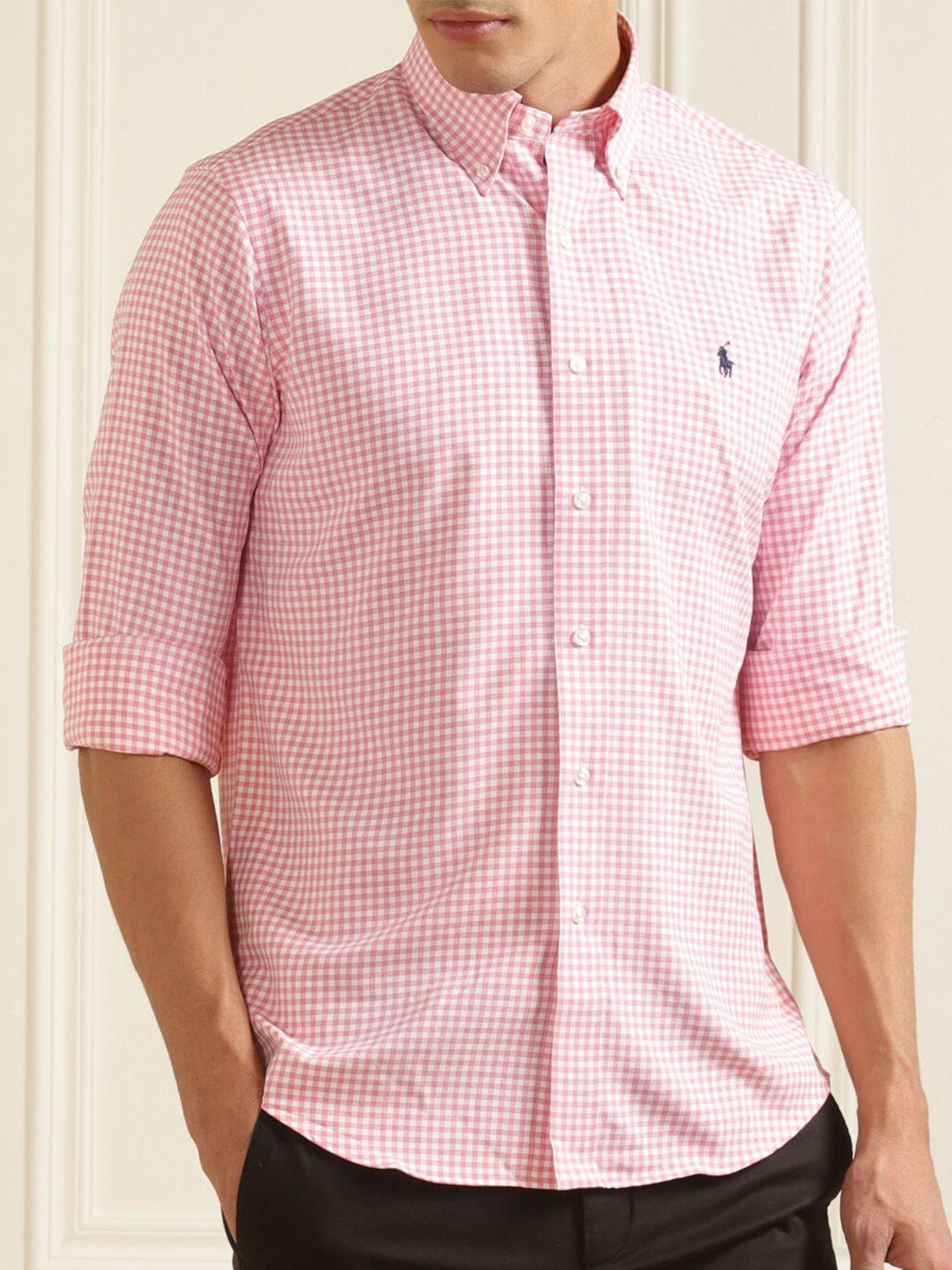 polo-ralph-lauren-men-pink-gingham-checked-pure-cotton-formal-shirt