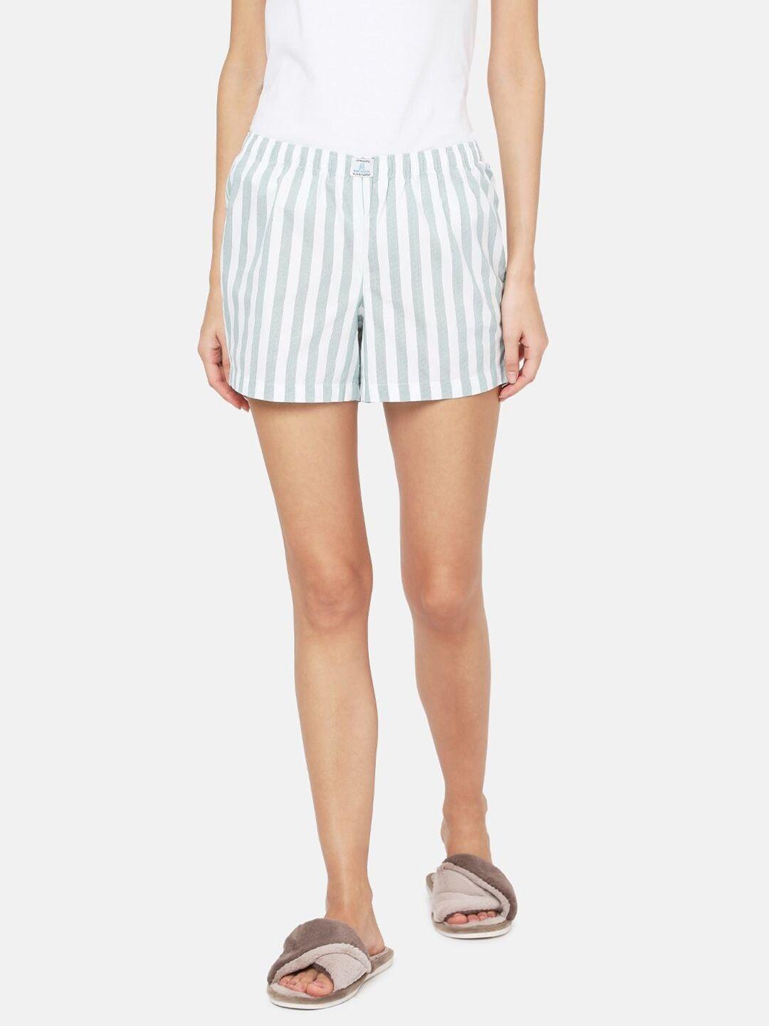 papa-brands-women-white-&-grey-striped-lounge-shorts