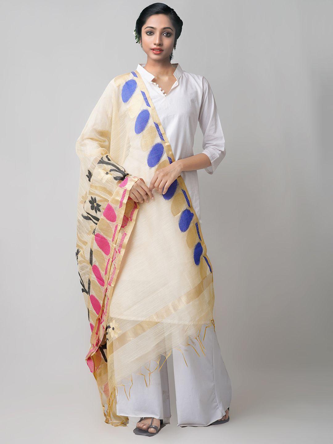 unnati-silks-cream-coloured-&-purple-ethnic-motifs-woven-design-dupatta