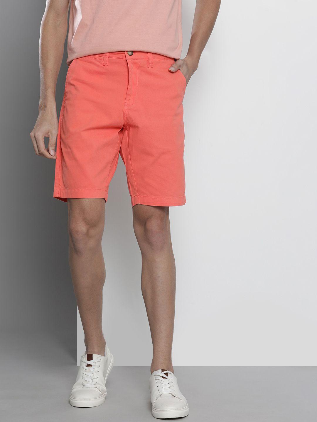nautica-men-coral-pink-solid-slim-fit-denim-shorts