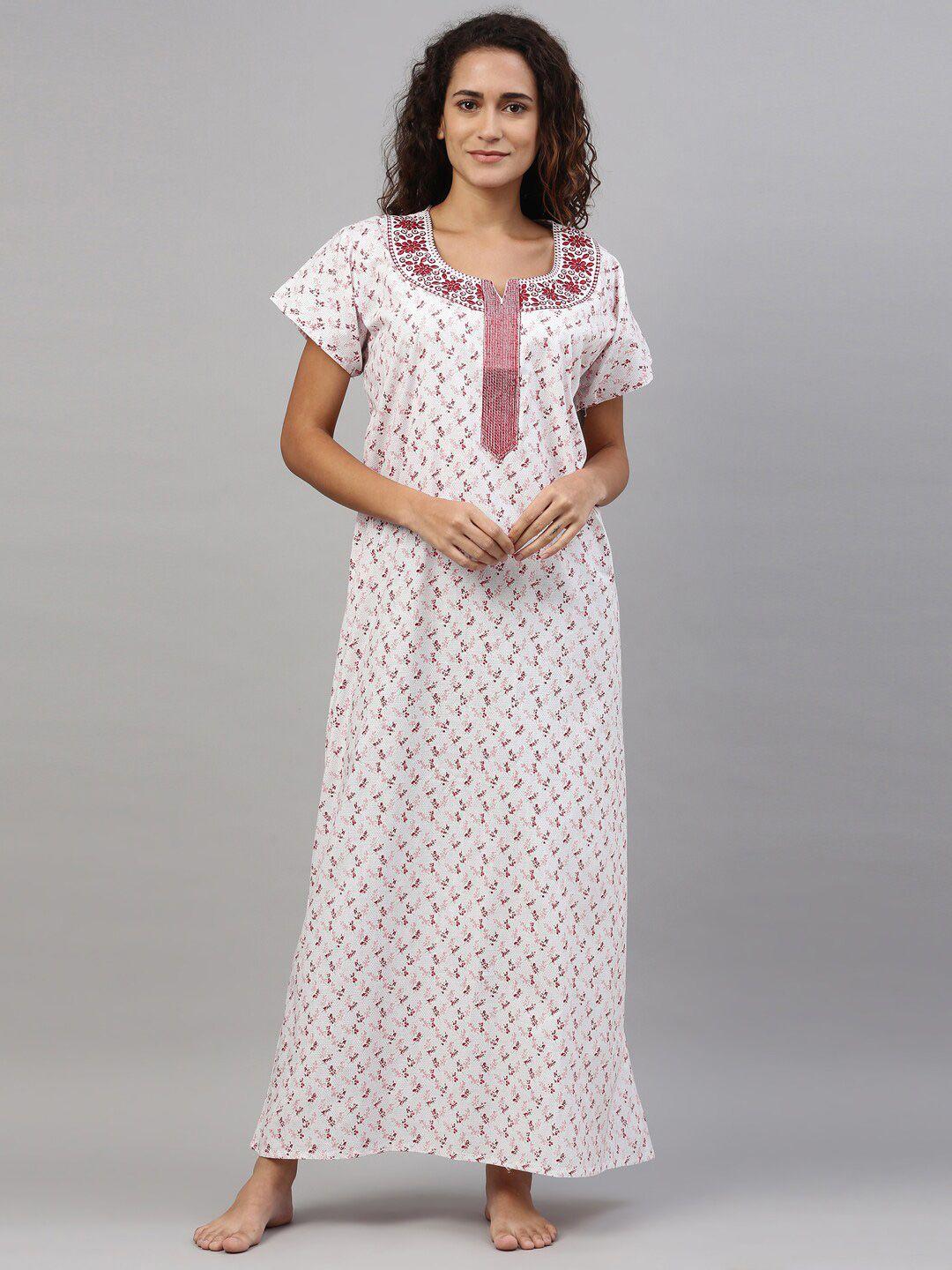 trundz-white-&-pink-printed-organic-cotton-maxi-nightdress