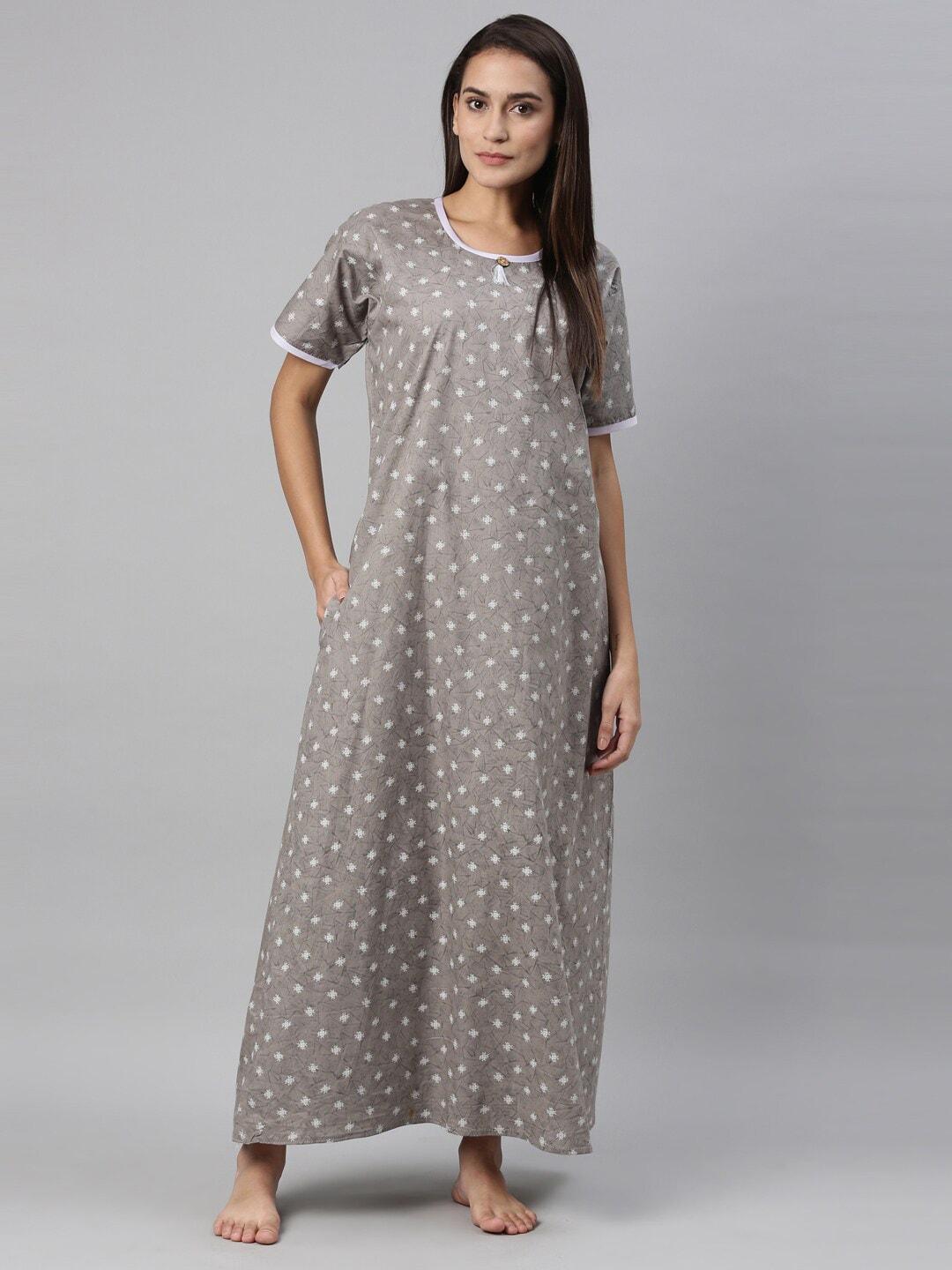 trundz-grey-&-white-printed-organic-cotton-maxi-nightdress