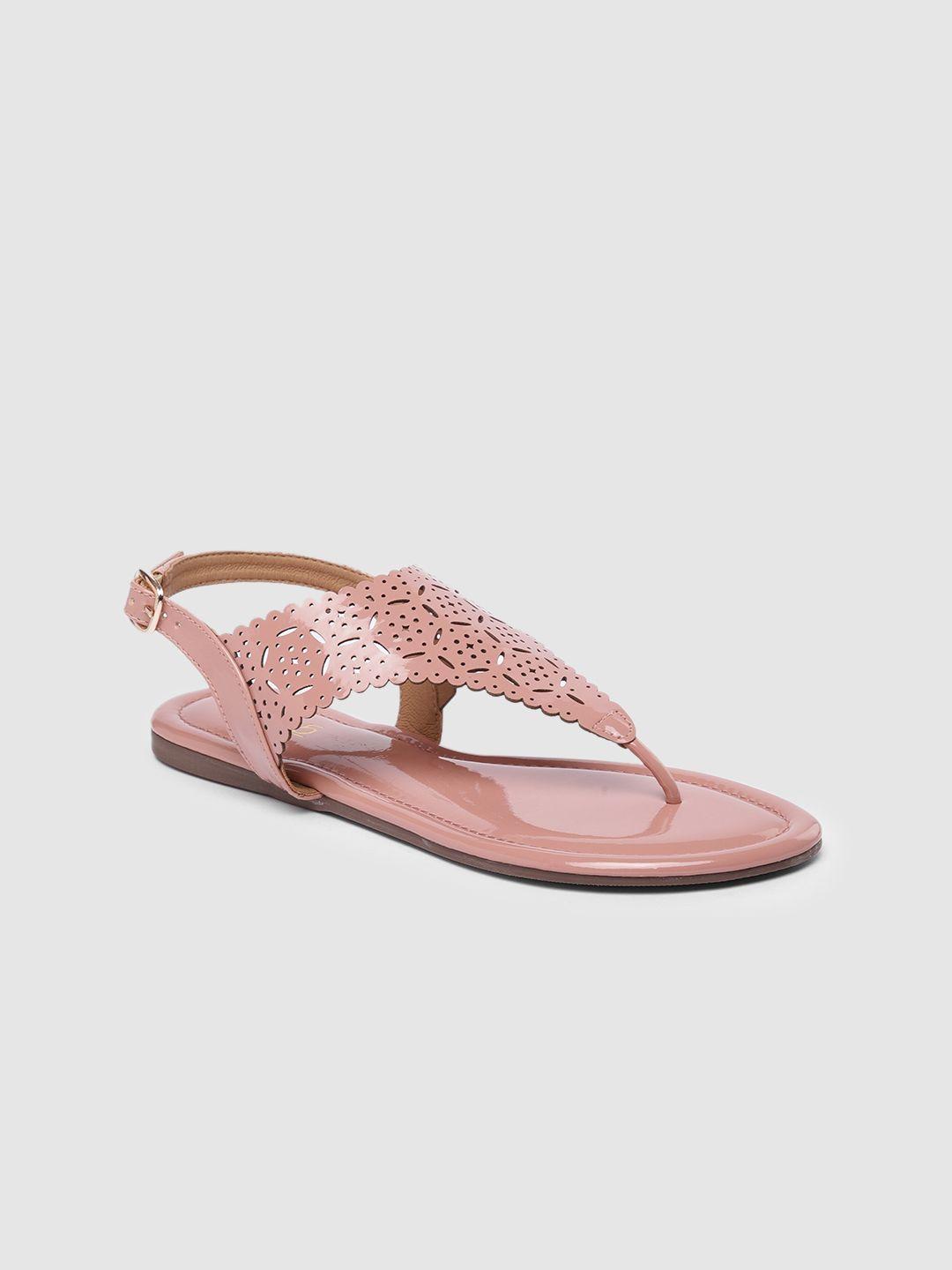 inc-5-women-peach-coloured-t-strap-flats-with-laser-cuts