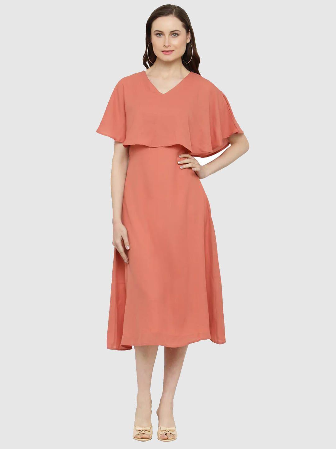 magnetic-designs-peach-coloured-crepe-a-line-midi-dress