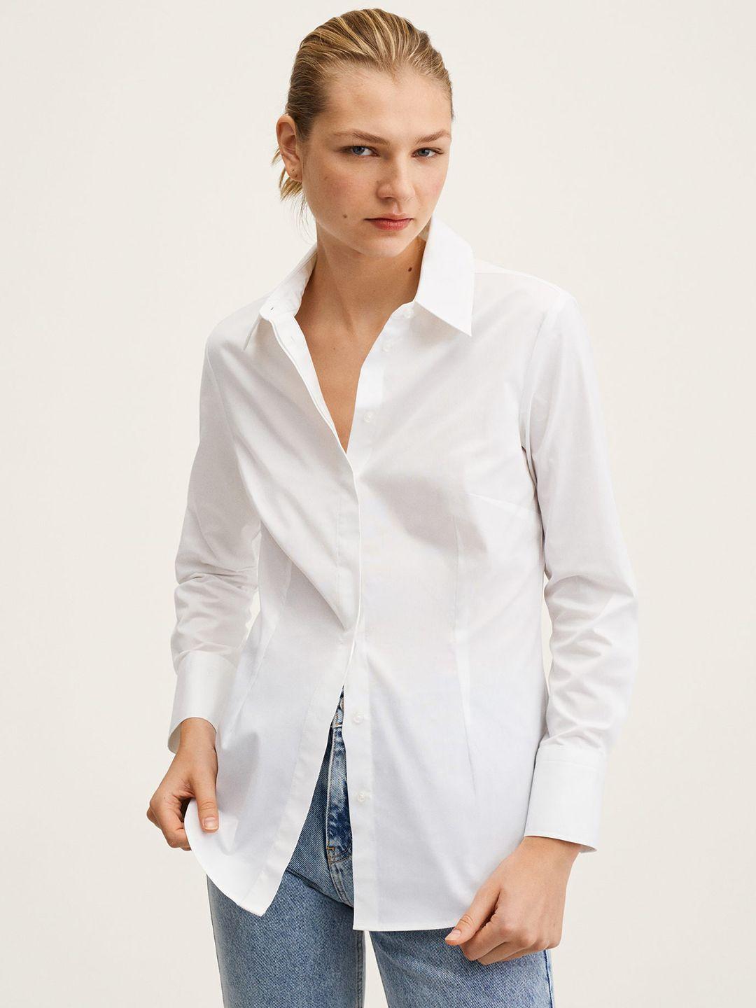 mango-women-white-solid-casual-shirt