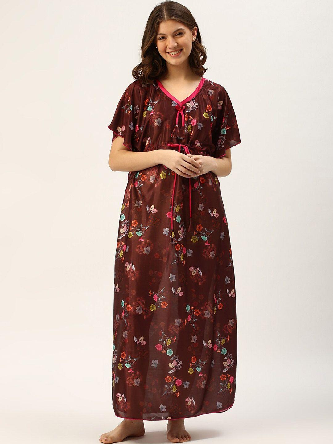 trundz-women-brown-floral-printed-maxi-kaftan-nightdress