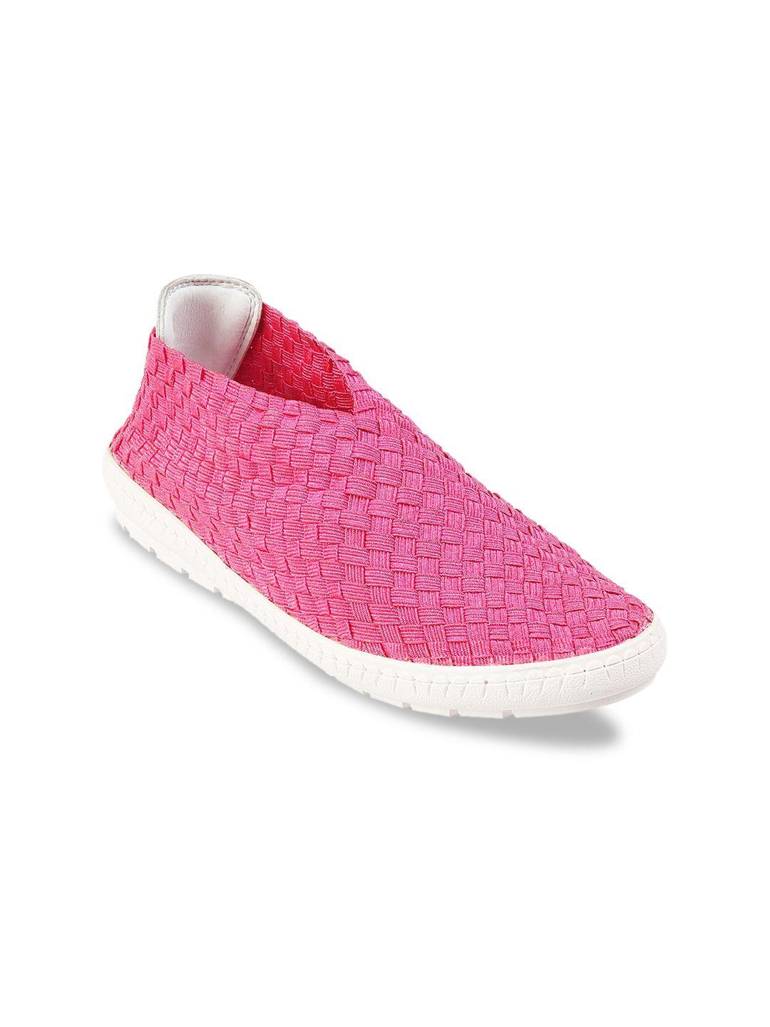 catwalk-women-pink-woven-design-slip-on-sneakers