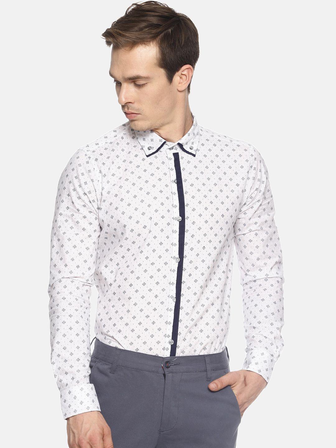 couper-&-coll-men-white-premium-slim-fit-printed-casual-shirt