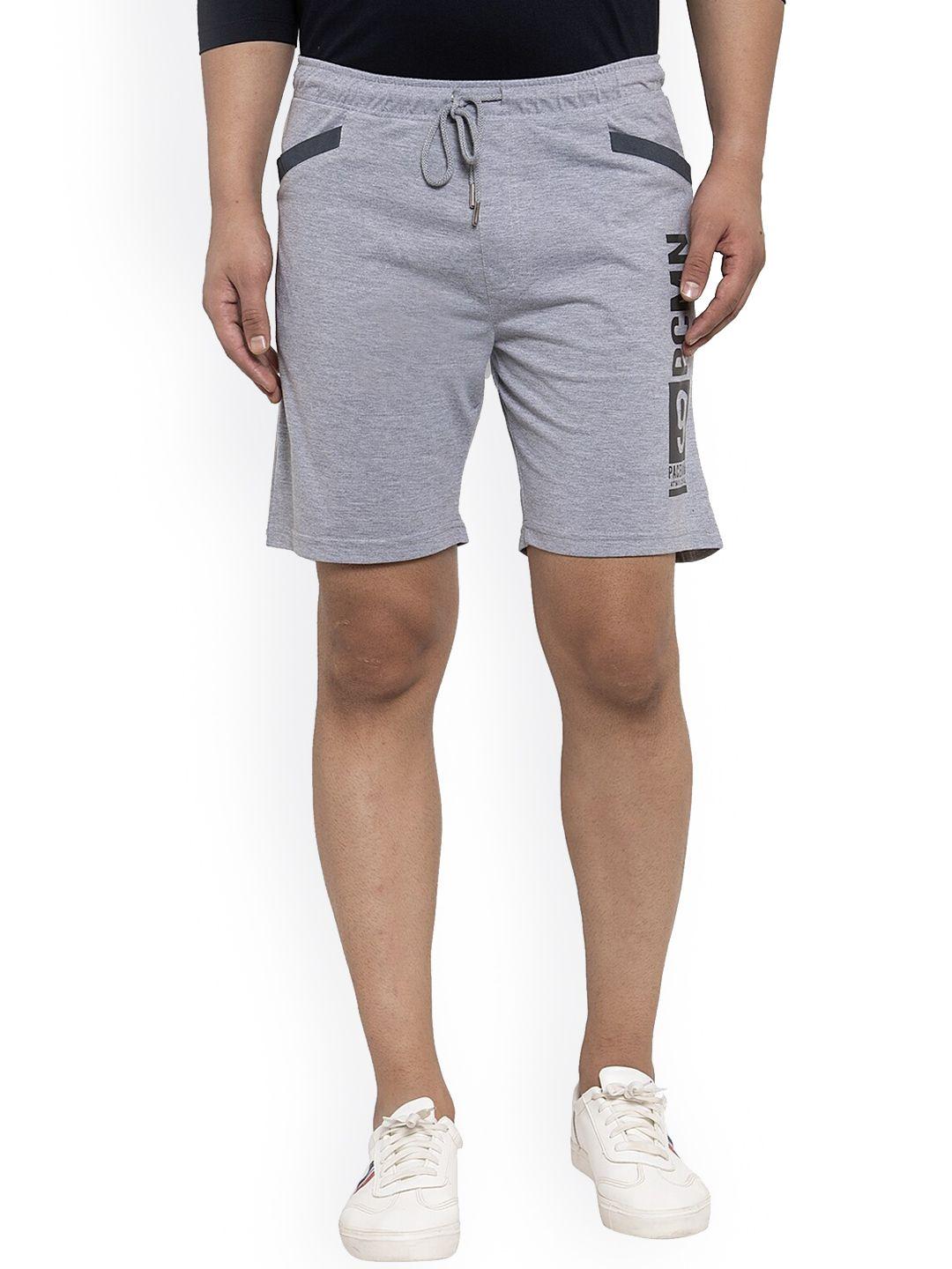 cantabil-men-grey-typography-printed-shorts