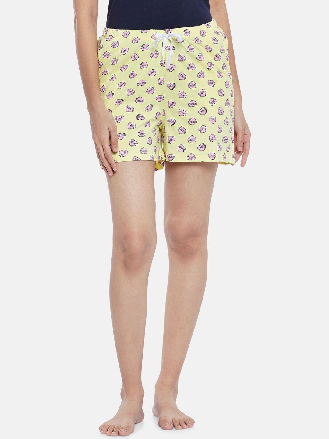 dreamz-by-pantaloons-women-yellow-printed-lounge-shorts