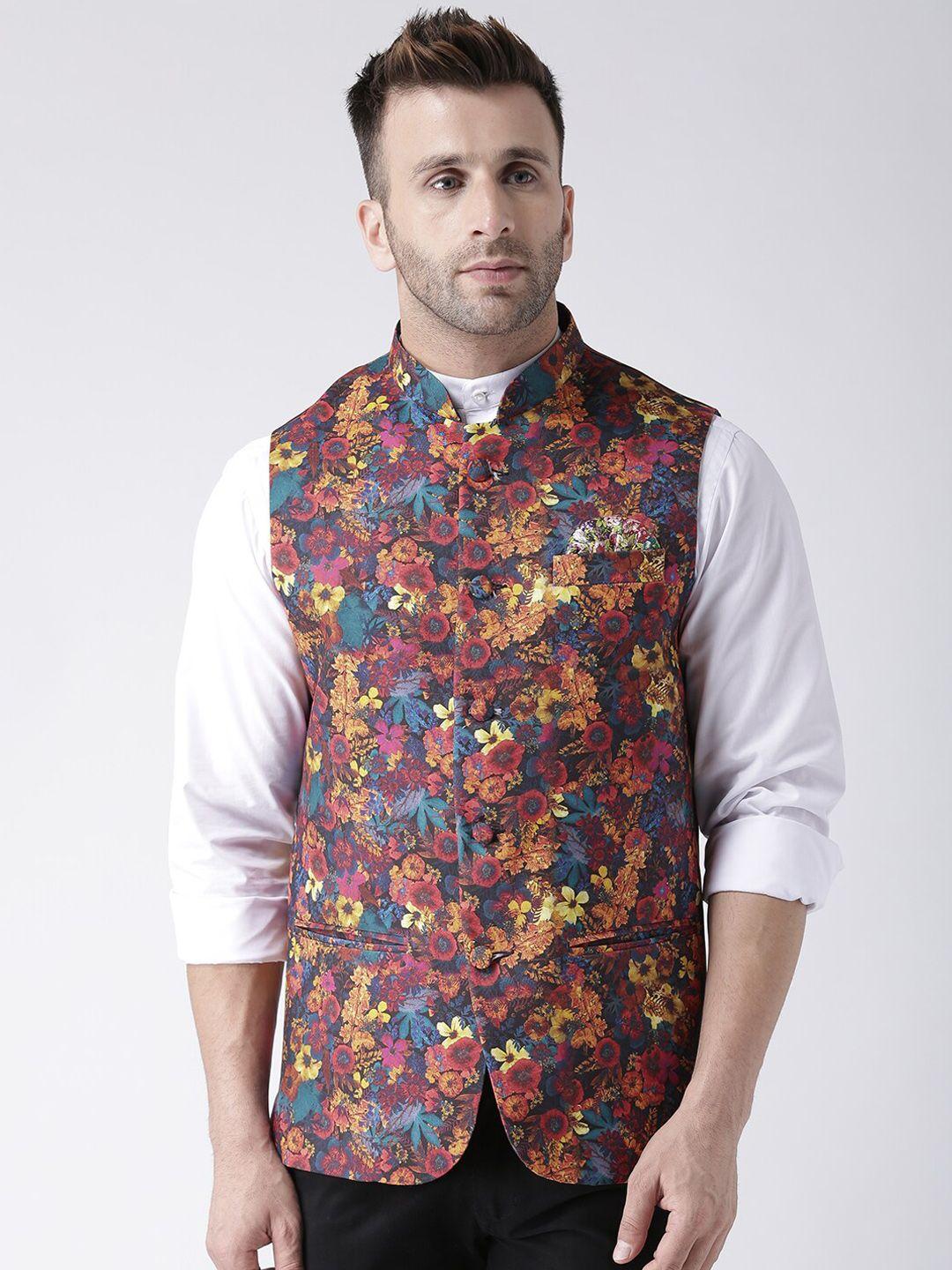 hangup-multi-coloured-printed-floral-nehru-jacket