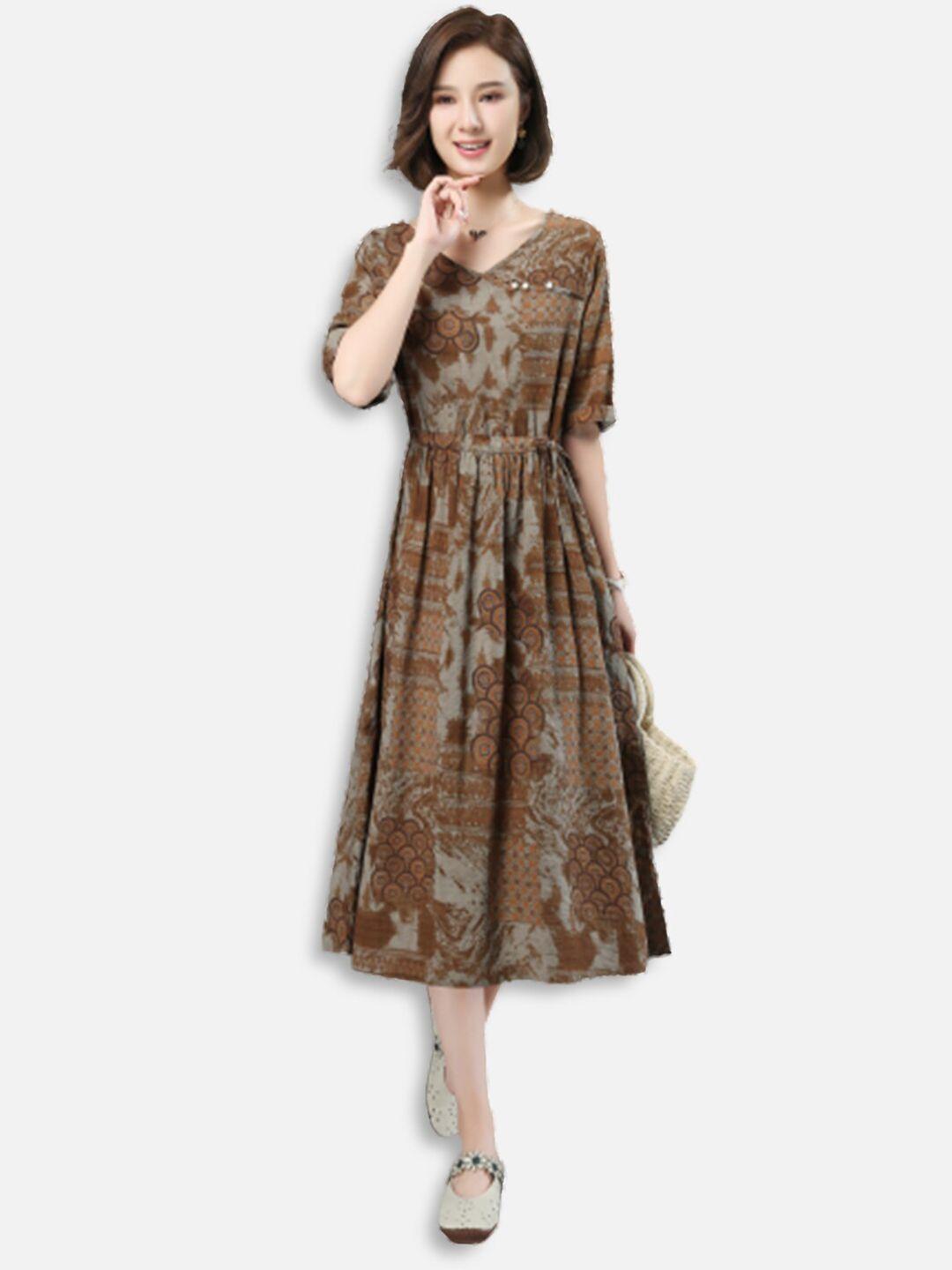 jc-collection-brown-ethnic-motifs-ethnic-midi-dress
