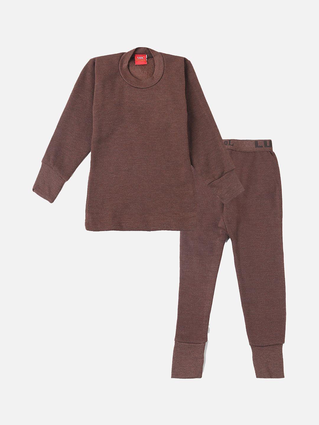 lux-cottswool-boys-brown-solid-knitted-cotton-slim-fit-thermal-set