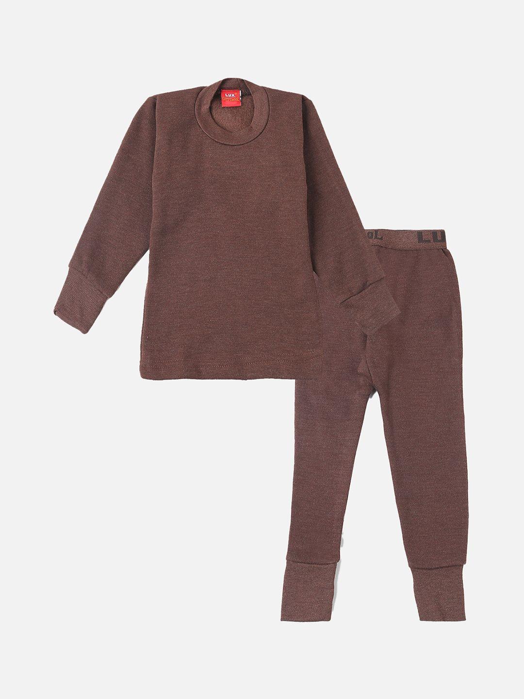 lux-cottswool-boys-brown-solid-cotton-slim-fit-thermal-set