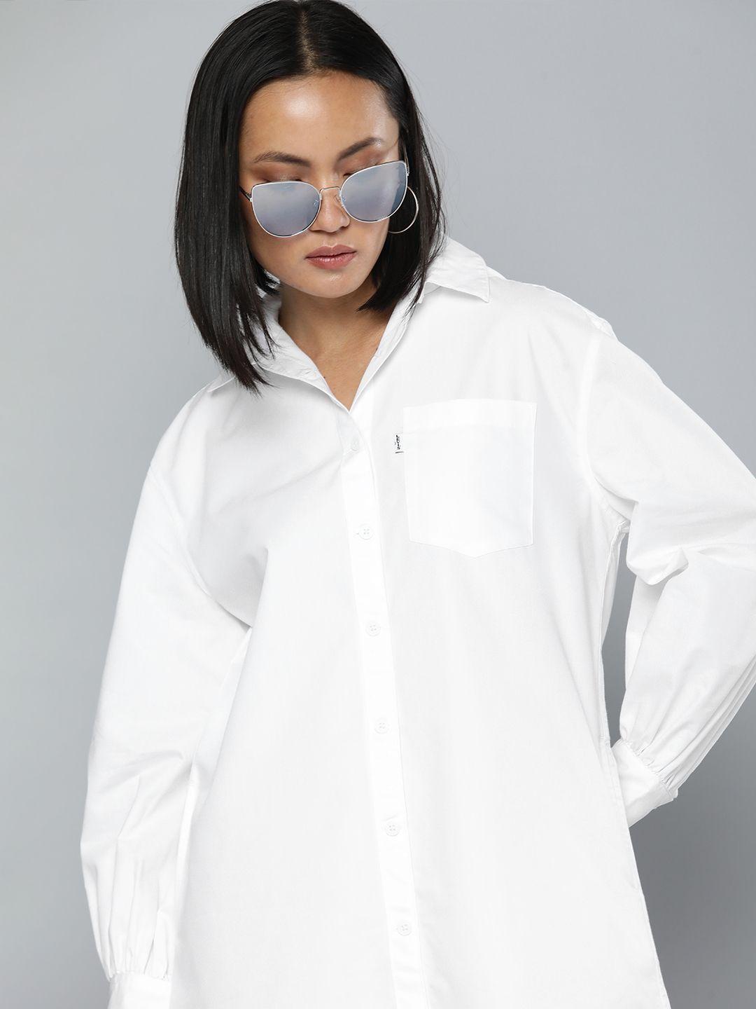 levis-x-deepika-padukone-white-hooded-mini-shirt-dress