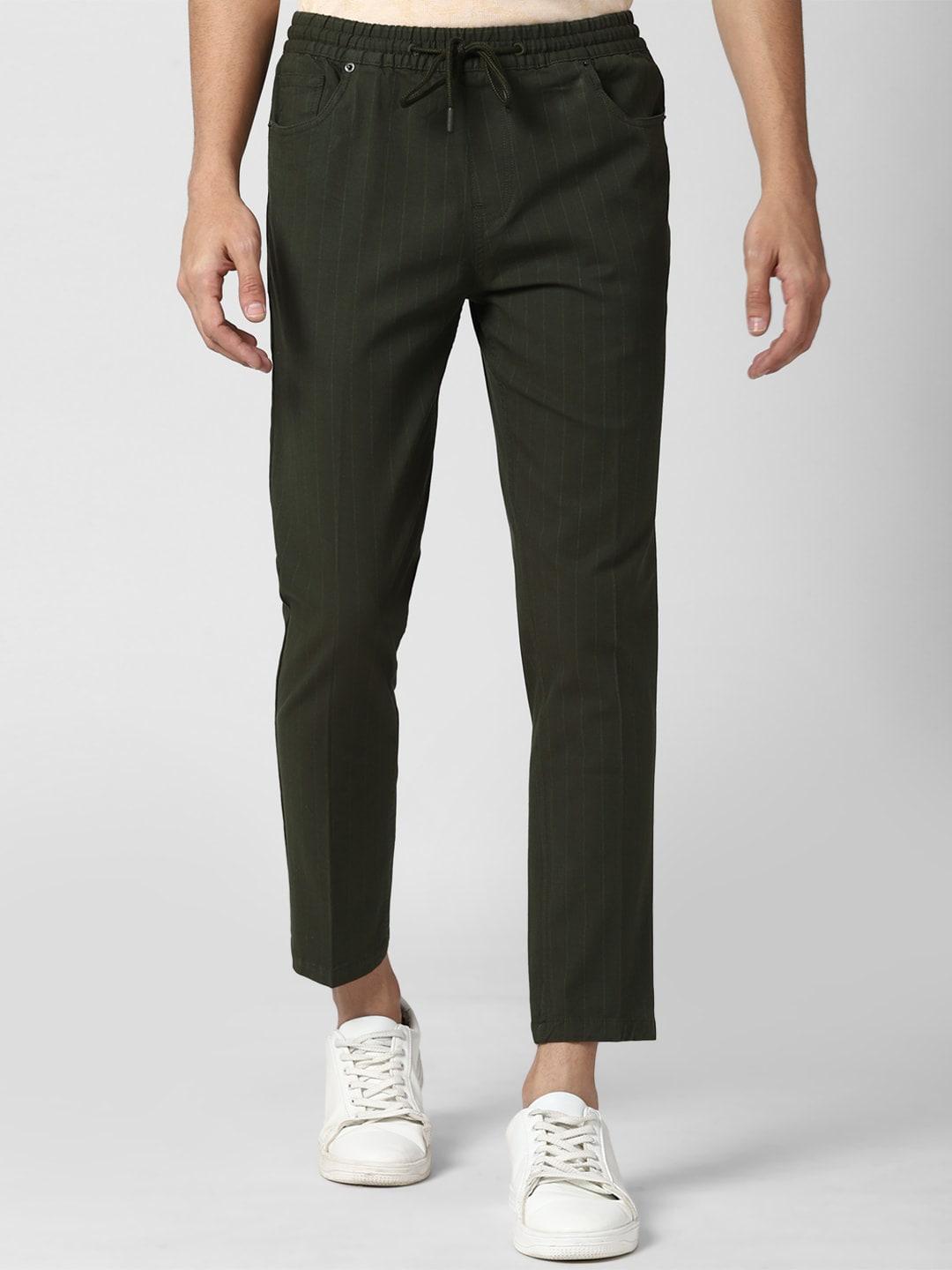 peter-england-casuals-men-olive-green-striped-slim-fit-trousers