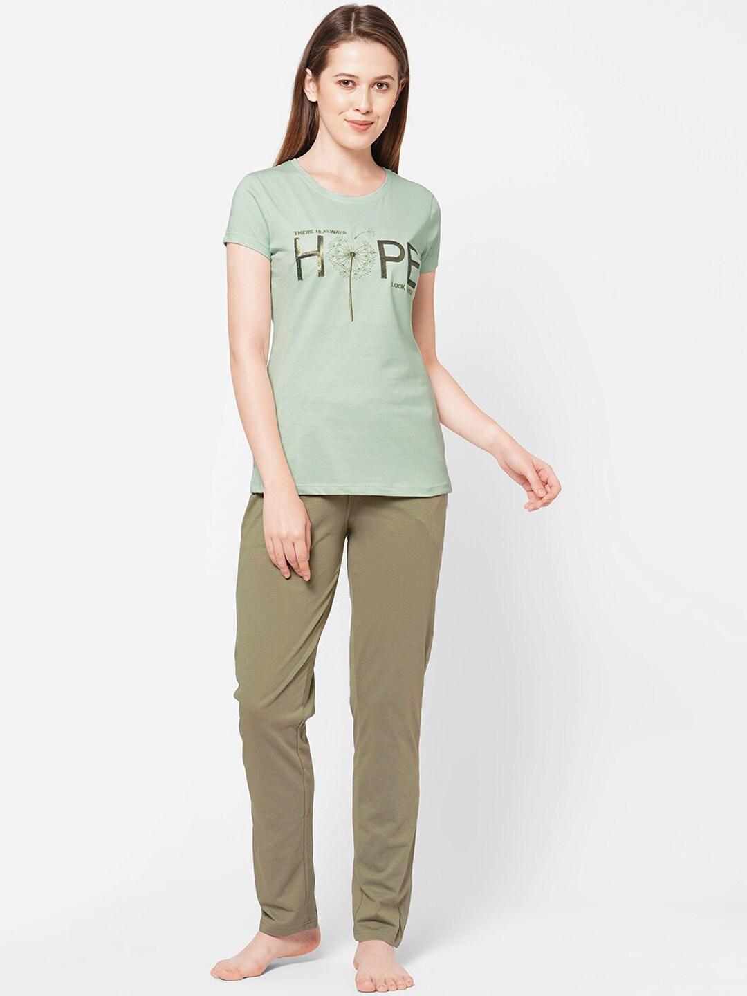 sweet-dreams-women-green-printed-t-shirt-with-pyjama-set