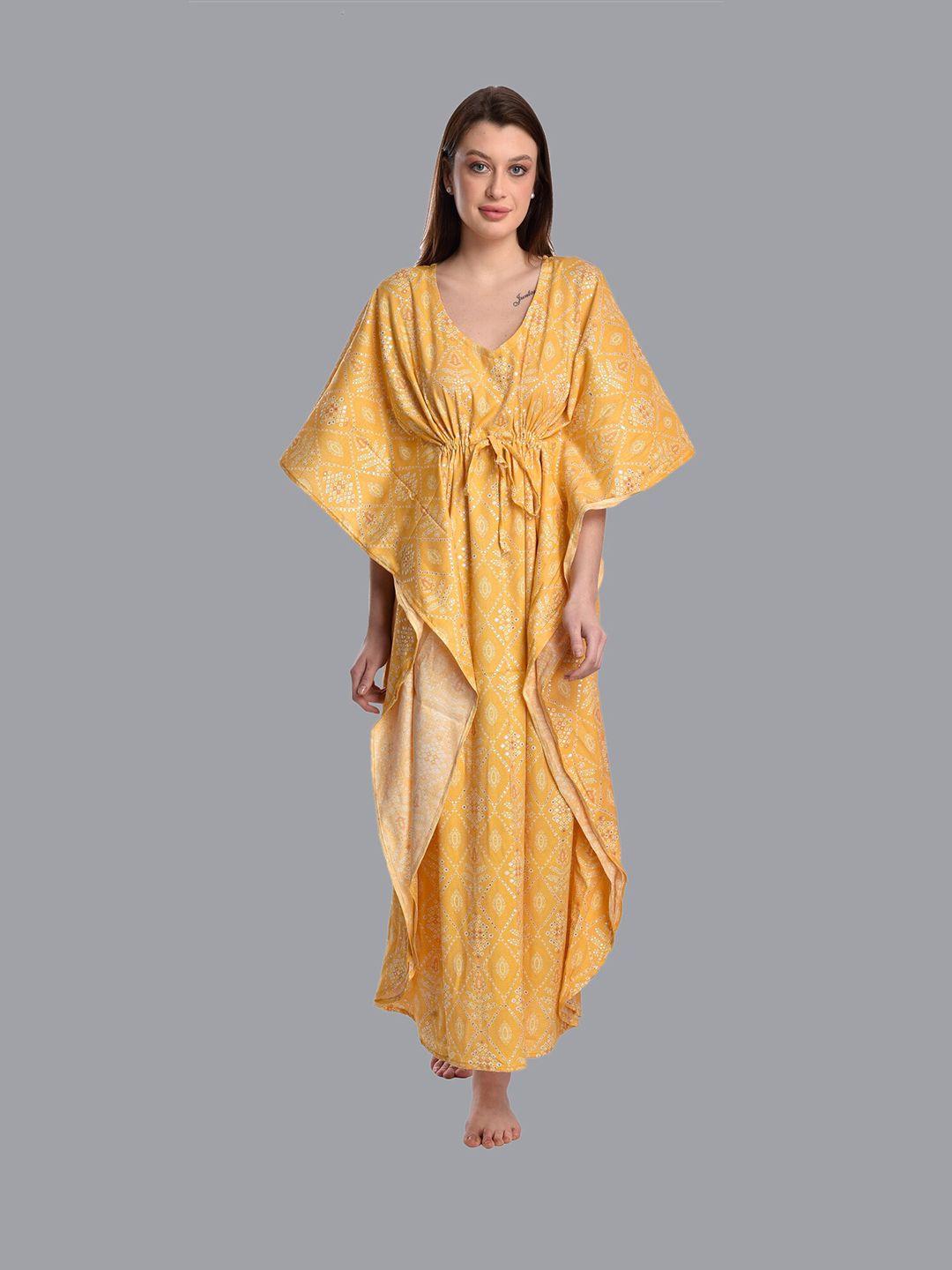 cierge-yellow-printed-kaftan-maxi-nightdress