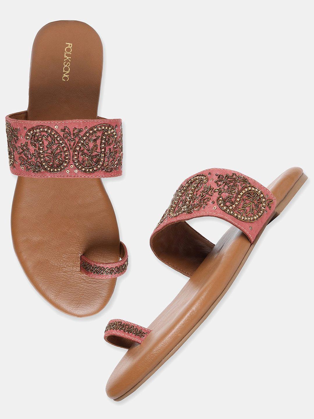w-the-folksong-collection-women-pink-embellished-leather-ethnic-one-toe-flats